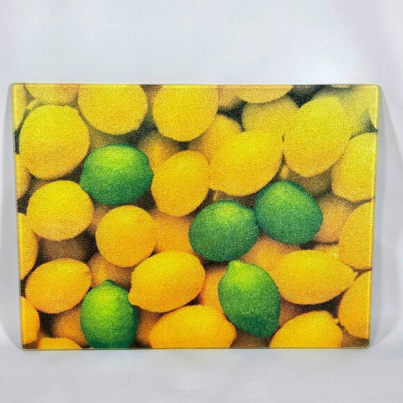Fresh Lemon Lime Textured Glass Cutting Board Citrus Kitchen Decor 16" x 12" - Picture 1 of 9
